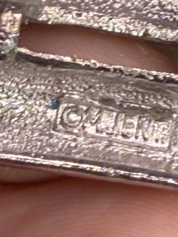 Vintage Modern Abstract M Jent Silver Tone Metal … - image 4