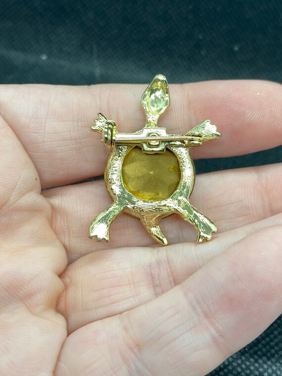 Vintage Rhinestone Turtle Pin - image 4