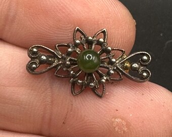 Sterling Silver Filagree Art Nouveau Style Flower Pin