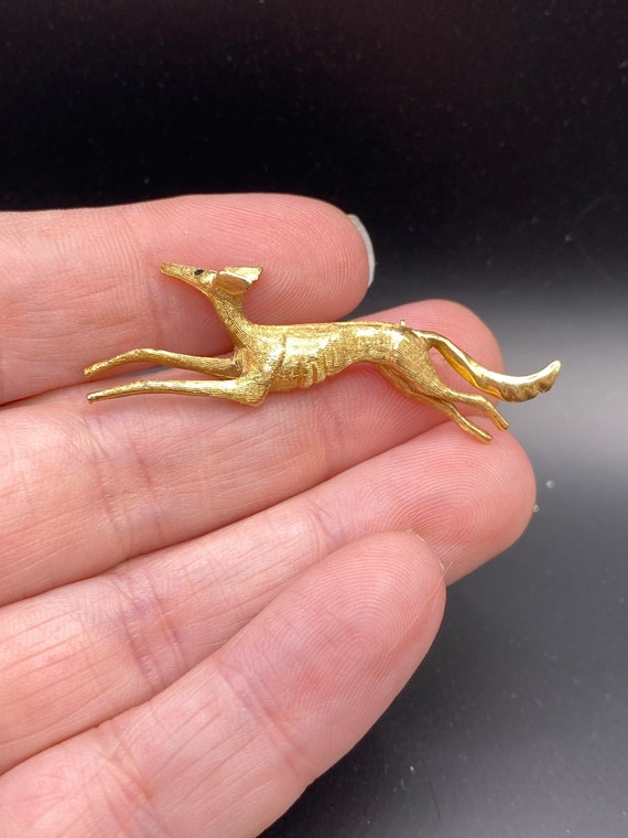 Vintage Art Deco 14k Gold Greyhound Dog Pin