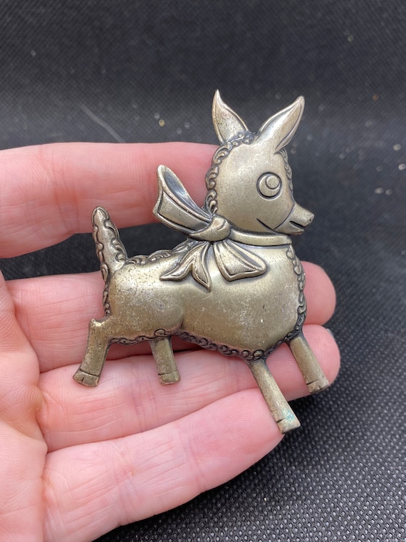Vintage Large Whimsical Donkey Pin Sterling by Tru