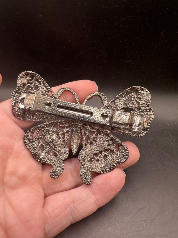 Vintage Large Rhinestone Butterfly Barrette for H… - image 2