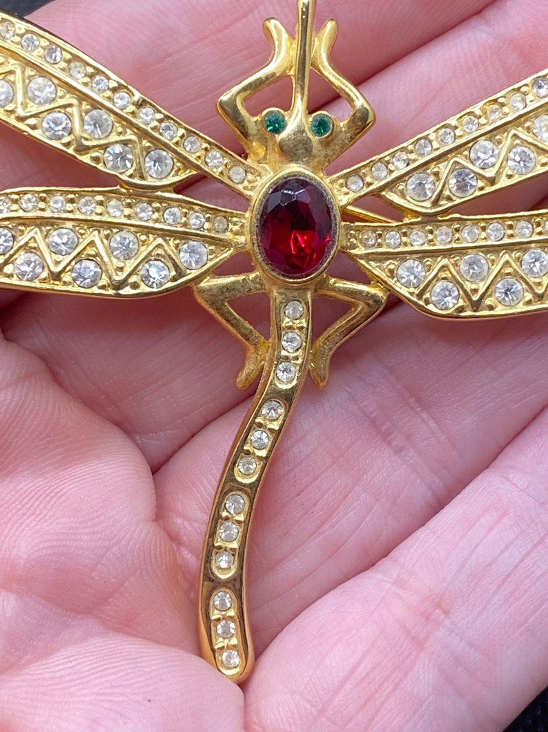 Vintage Rhinestone Dragonfly Pin image 2