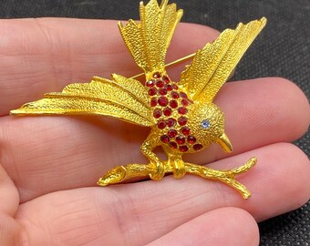 Vintage Rhinestone Swallow Bird Pin