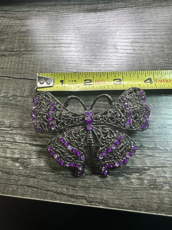 Vintage Large Rhinestone Butterfly Barrette for H… - image 3
