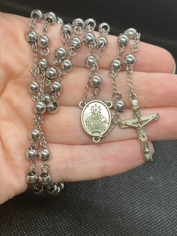 Vintage Rosary with Crucifix with heavy metal Bead