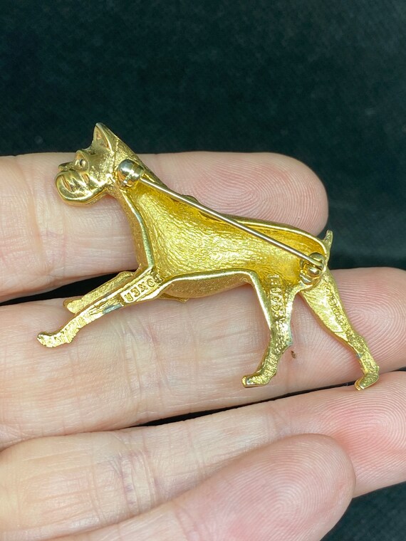 Vintage Dog Boxer Gold Plated Boucher Pin - image 5