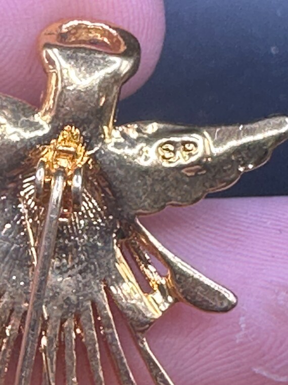 Vintage Rhinestone Faux Pearl Angel pin - image 4