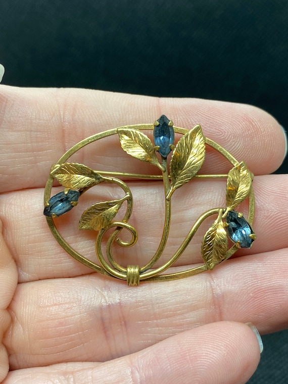 Vintage Art Nouveau Gold Filled Leaf Pin - image 1