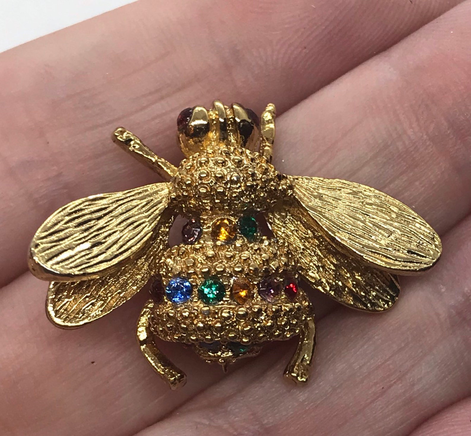 Vintage Goldtone Rhinestone Bug Bumblebee Bee - Etsy