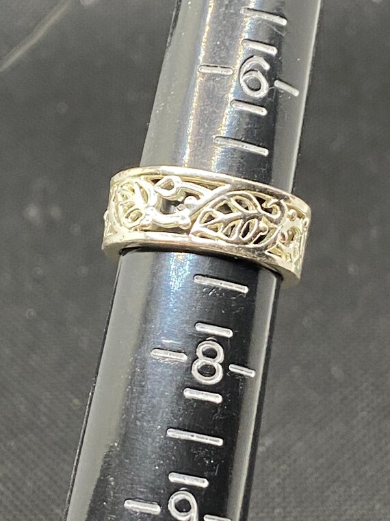 Vintage Openwork Leaf Scrollwork Ring size 7 - image 4