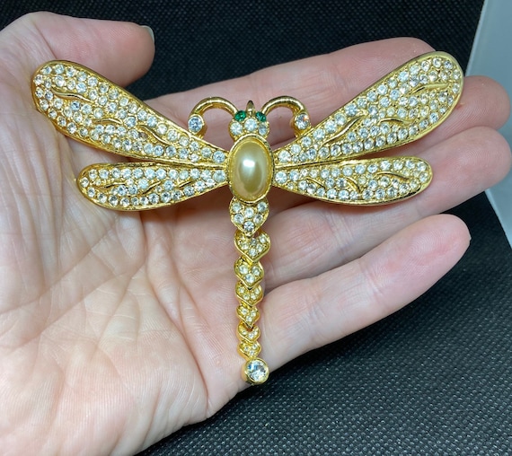 Vintage Dragonfly Pin with Articulated Tail Large… - image 1