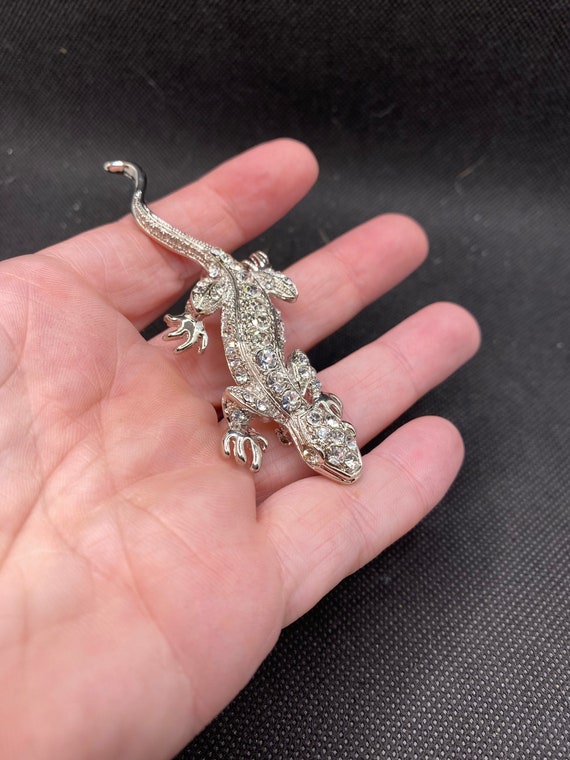 Vintage Rhinestone Lizard Pin - image 5