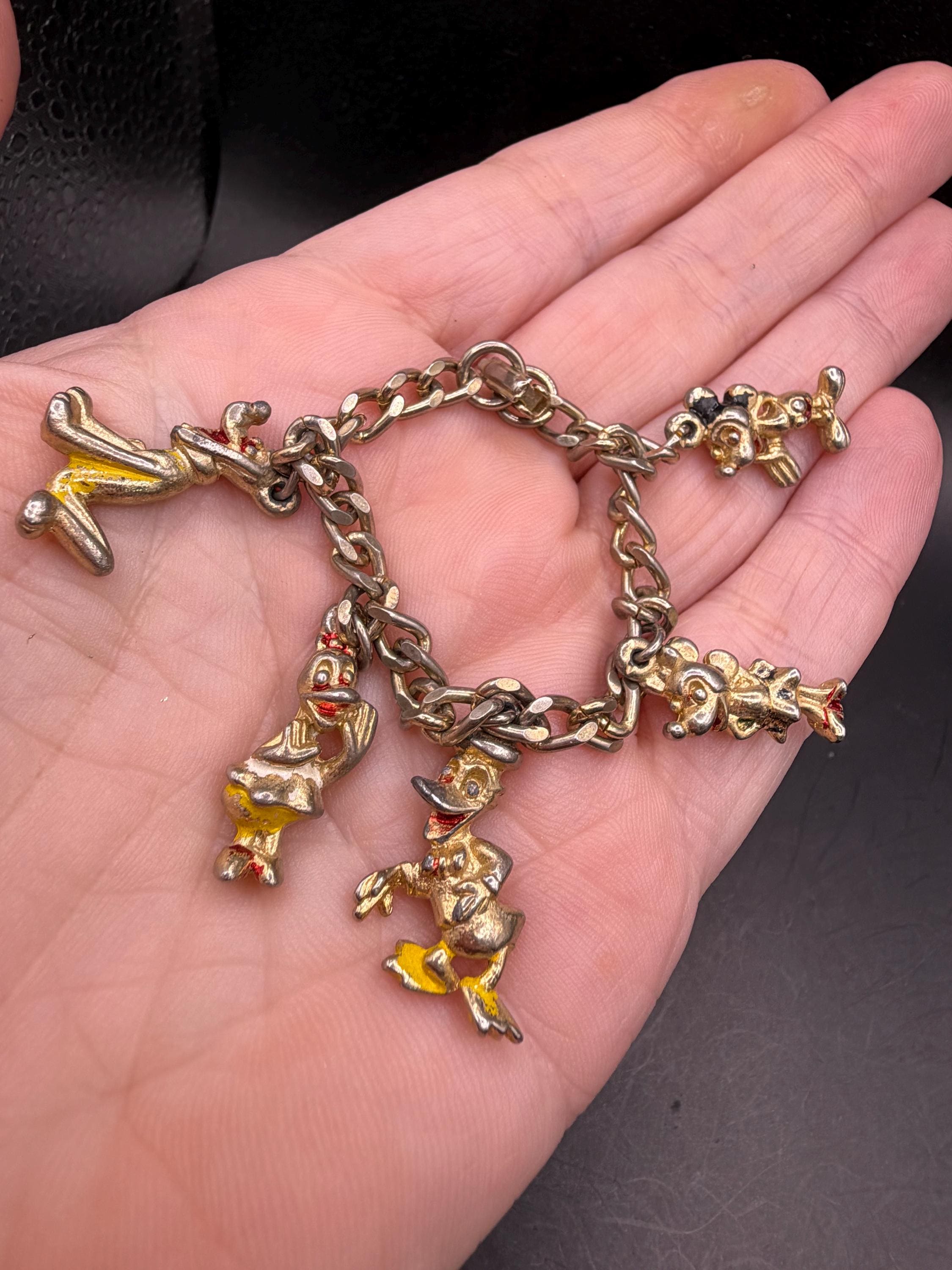 Vintage Charm Bracelet Disney Charm Bracelet Mickey, Minnie 