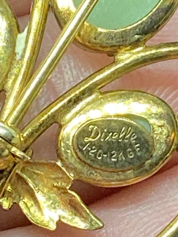Vintage Art Nouveau Gold Filled Leaf Pin with sto… - image 2