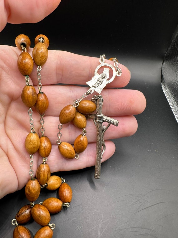 Vintage Rosary with Crucifix Wooden Beads from  I… - image 5