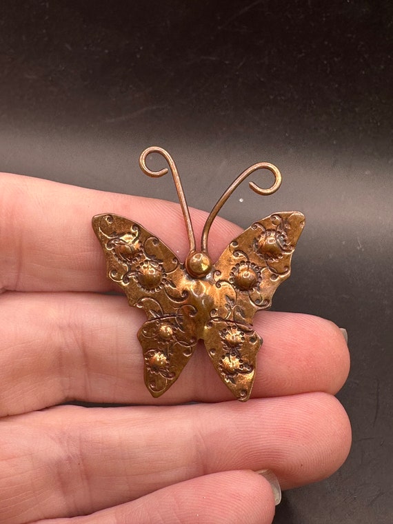 Vintage Copper Butterfly Pin