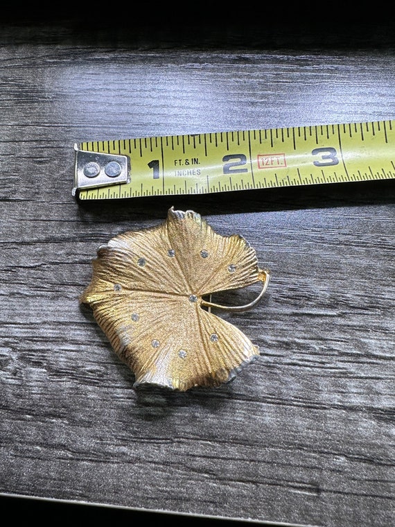 Vintage Coro Rhinestone Leaf  Pin - image 6