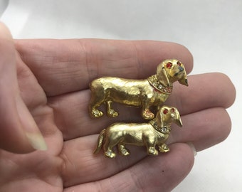 Pair of Vintage dachshund wiener dog or hound dog Scatter Pins