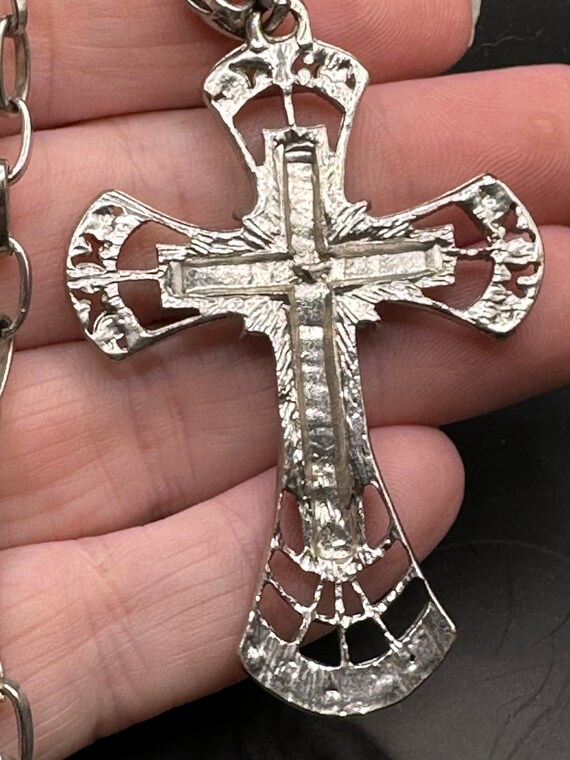 Vintage Rhinestone Cross Necklace - image 4