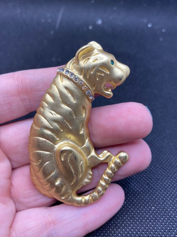 Vintage Gold tone Tiger Pin - image 2