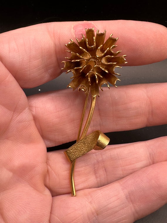 Vintage Brutalist Style Flower Pin - image 1