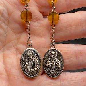 Vintage Religious Medal Saint Pio May God Pray for Us Our Lady of Mt Caramel