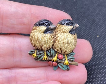 Vintage Resin Chickadee Bird Pin
