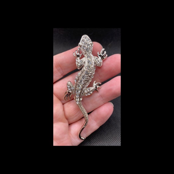 Vintage Rhinestone Lizard Pin - image 1