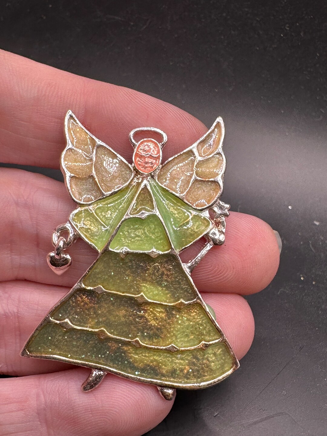 Vintage Enamel Angel Pin - Etsy