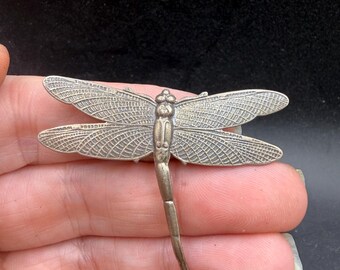 Vintage Silver Tone Dragonfly Pin