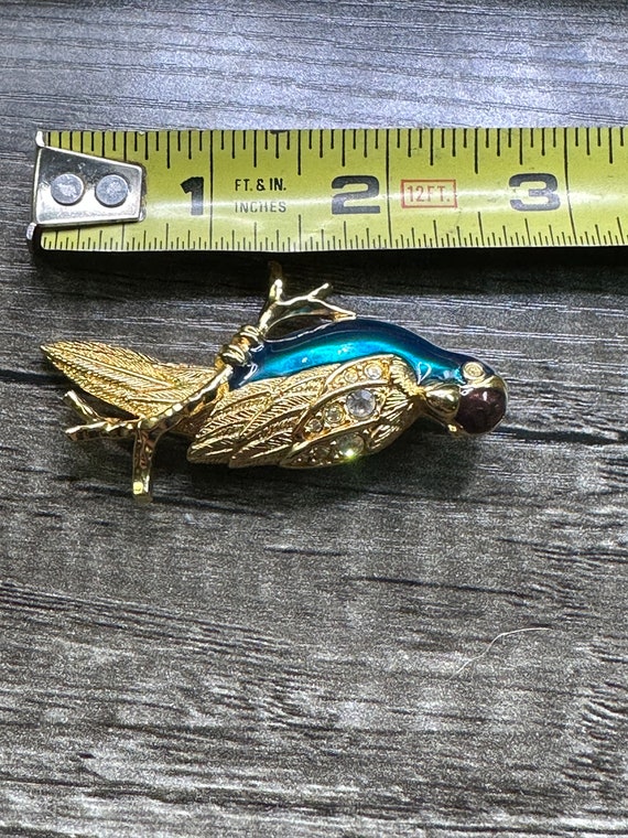 Vintage Bird Starling Robin Swallow Pin in Enamel - image 6