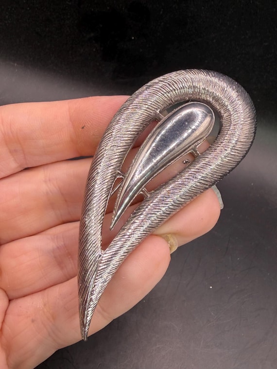 Vintage Modern Abstract M Jent Silver Tone Metal … - image 1