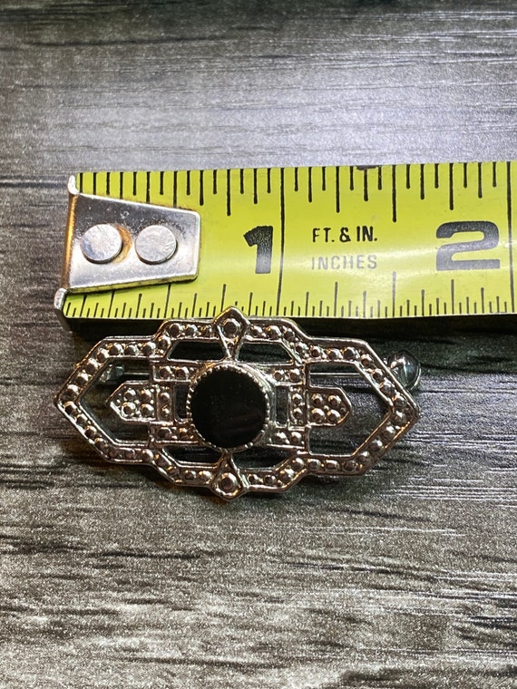 Vintage Victorian Style Bar Pin with Black Accents - image 2