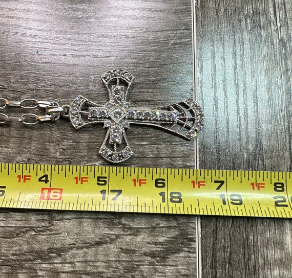 Vintage Rhinestone Cross Necklace - image 2