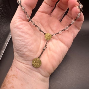 Vintage Religious Beads with Medal Catholic Saint Anne Pray for Us from Italy