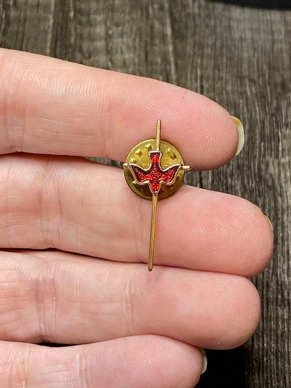 Vintage Tiny Enamel Cross Pin or Tie Tack Israel