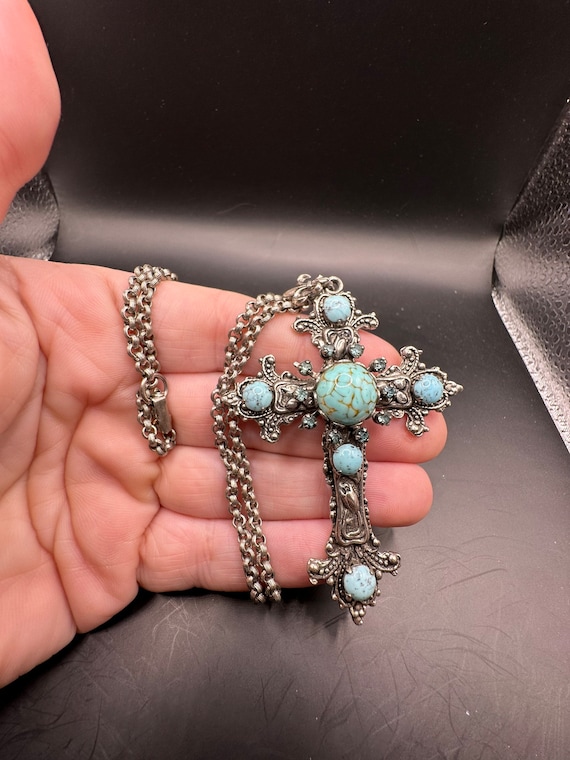Vintage statement cross necklace Gem