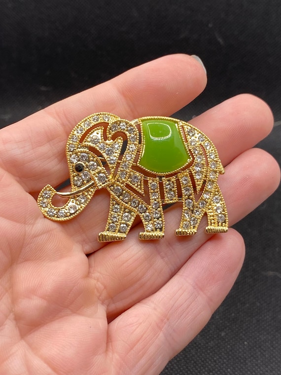Vintage Rhinestone Elephant Pin by Monet