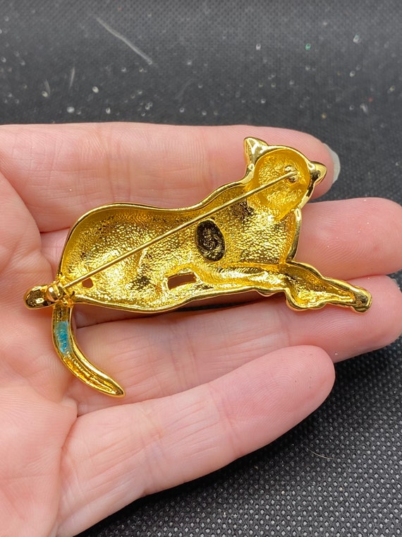 Vintage Gold tone Leopard Pin - image 3