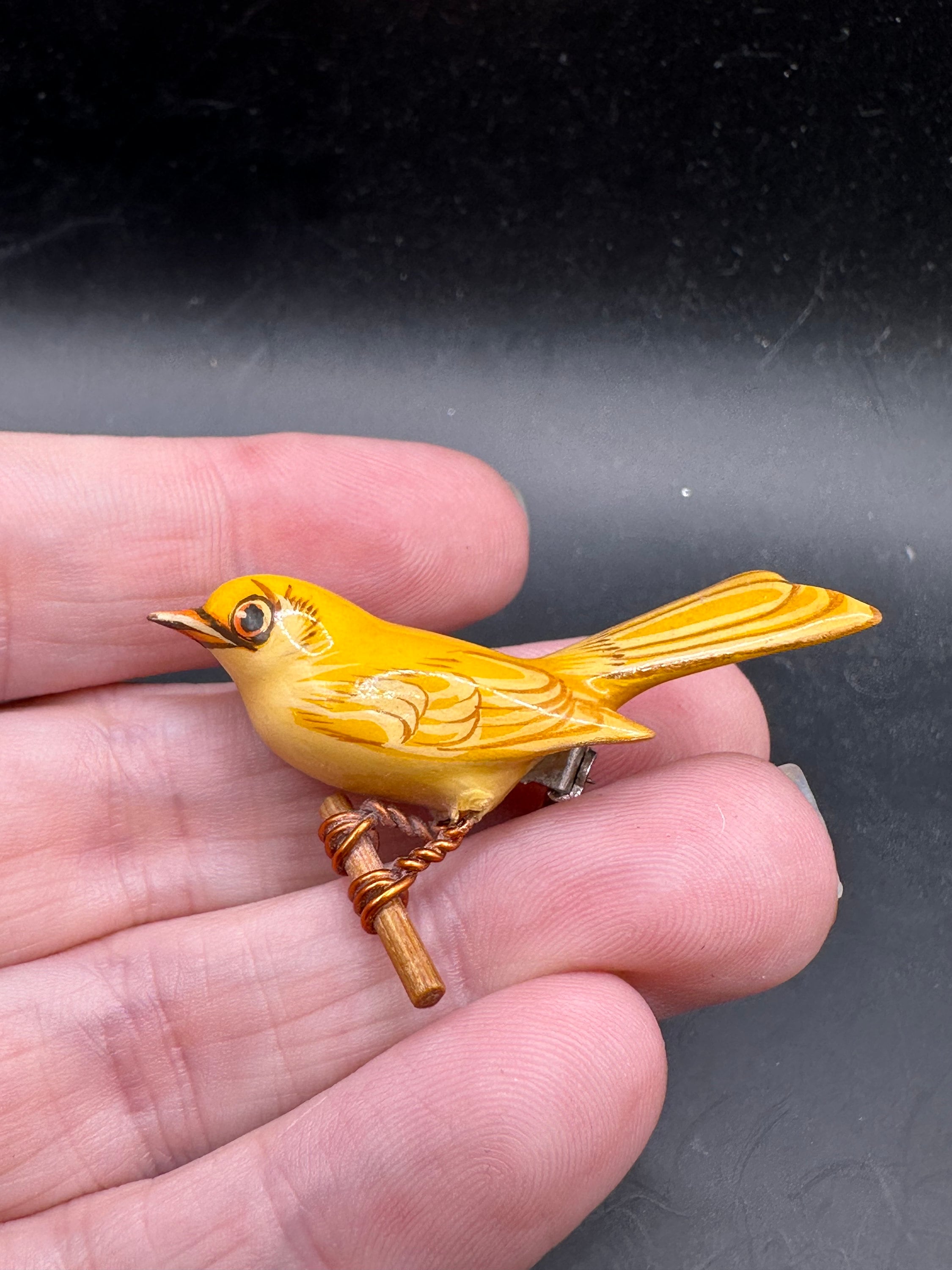 Vintage Wooden Takahashi Canary Goldfinch Bird Pin - Etsy