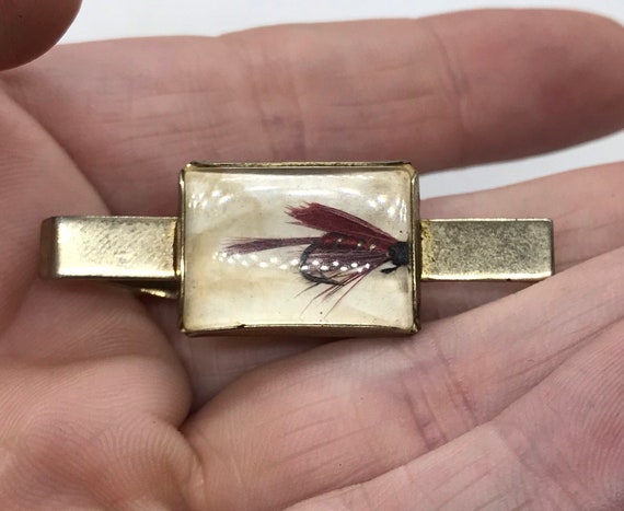 Vintage PIONEER Tie Clip with Fly Fishing theme - image 2