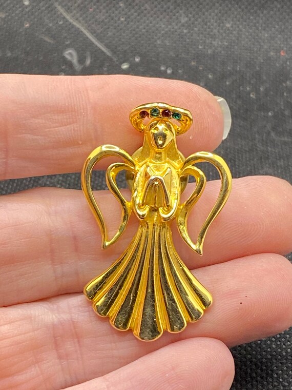 Vintage Rhinestone Angel pin - image 1