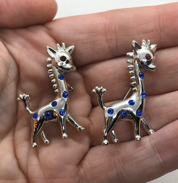 Vintage Scatter Giraffe Pins With Polka Dots - image 1