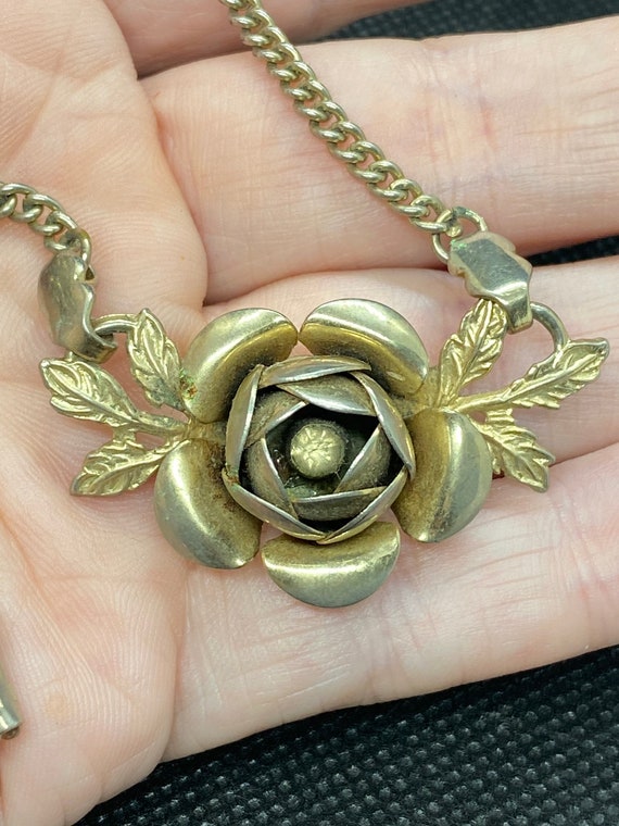 Vintage Flower Rose Peonies Necklace - image 1