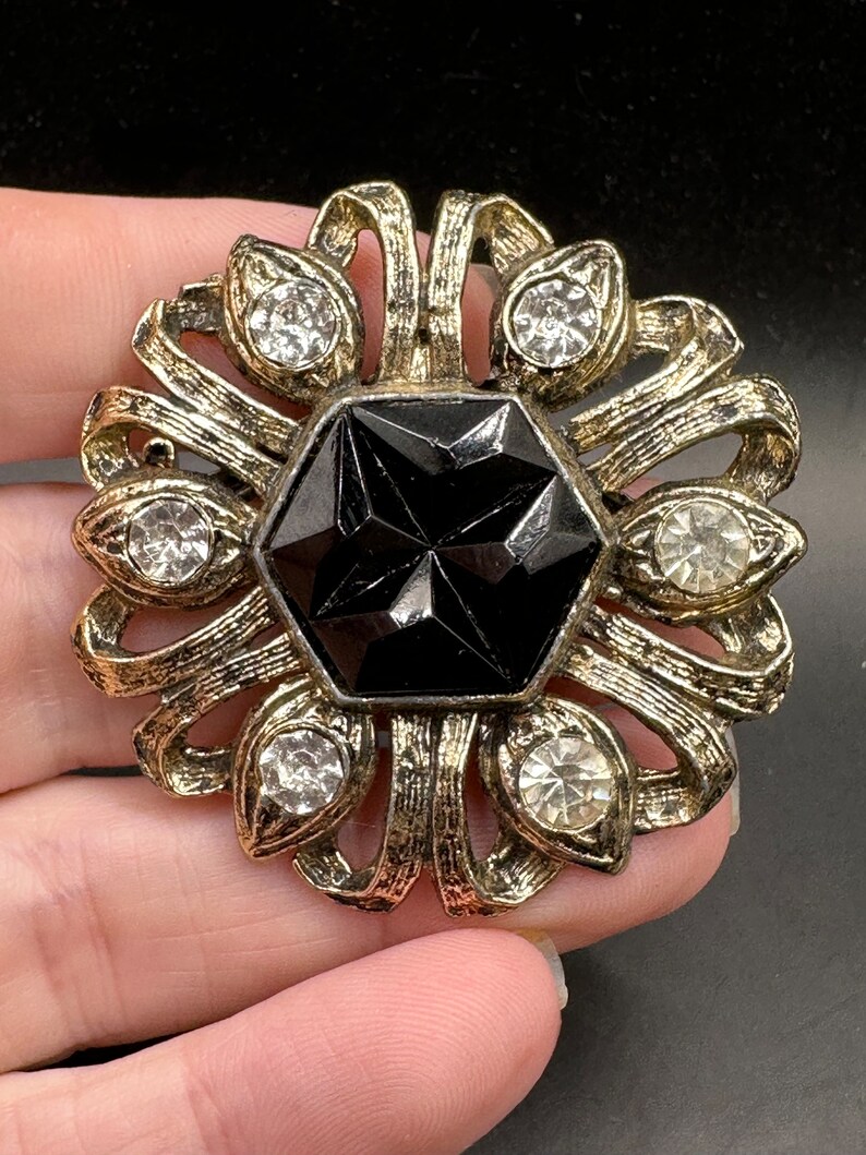 Vintage Regal Renaissance Style Rhinestone Pin by AJC - Etsy