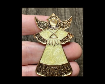 Vintage Enamel Angel pin marked KC Kenneth Cole