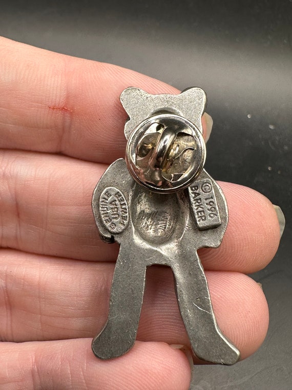 Vintage Pewter Teddy Bear Pin by Barker - image 2