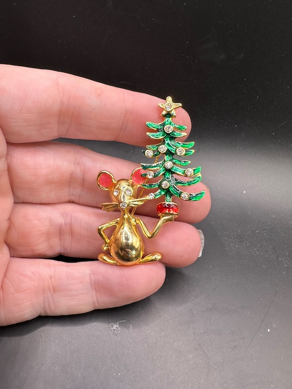 Vintage Christmas Tree Mouse Pin - image 1