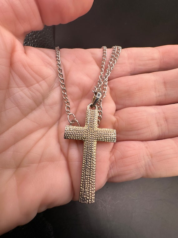 Vintage Rhinestone Cross Necklace - image 2